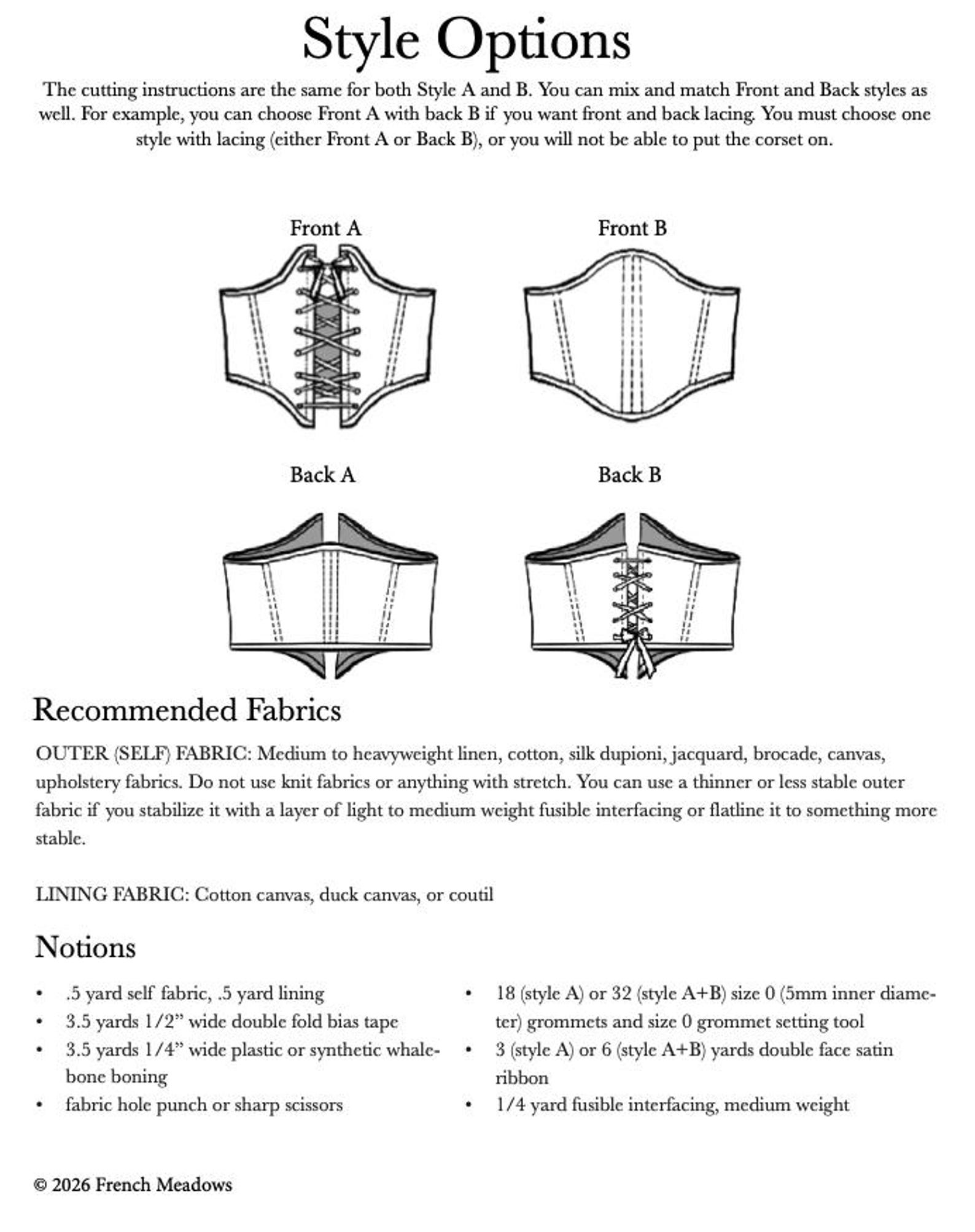Corset Belt Sewing Pattern | Underbust Waist Cincher, Size XXS-5X (PDF ...