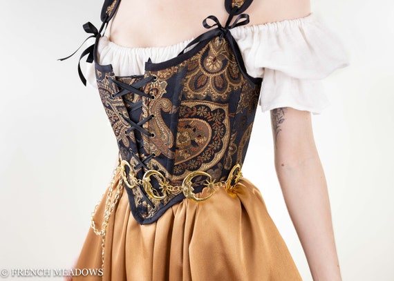Black and sales gold corset top