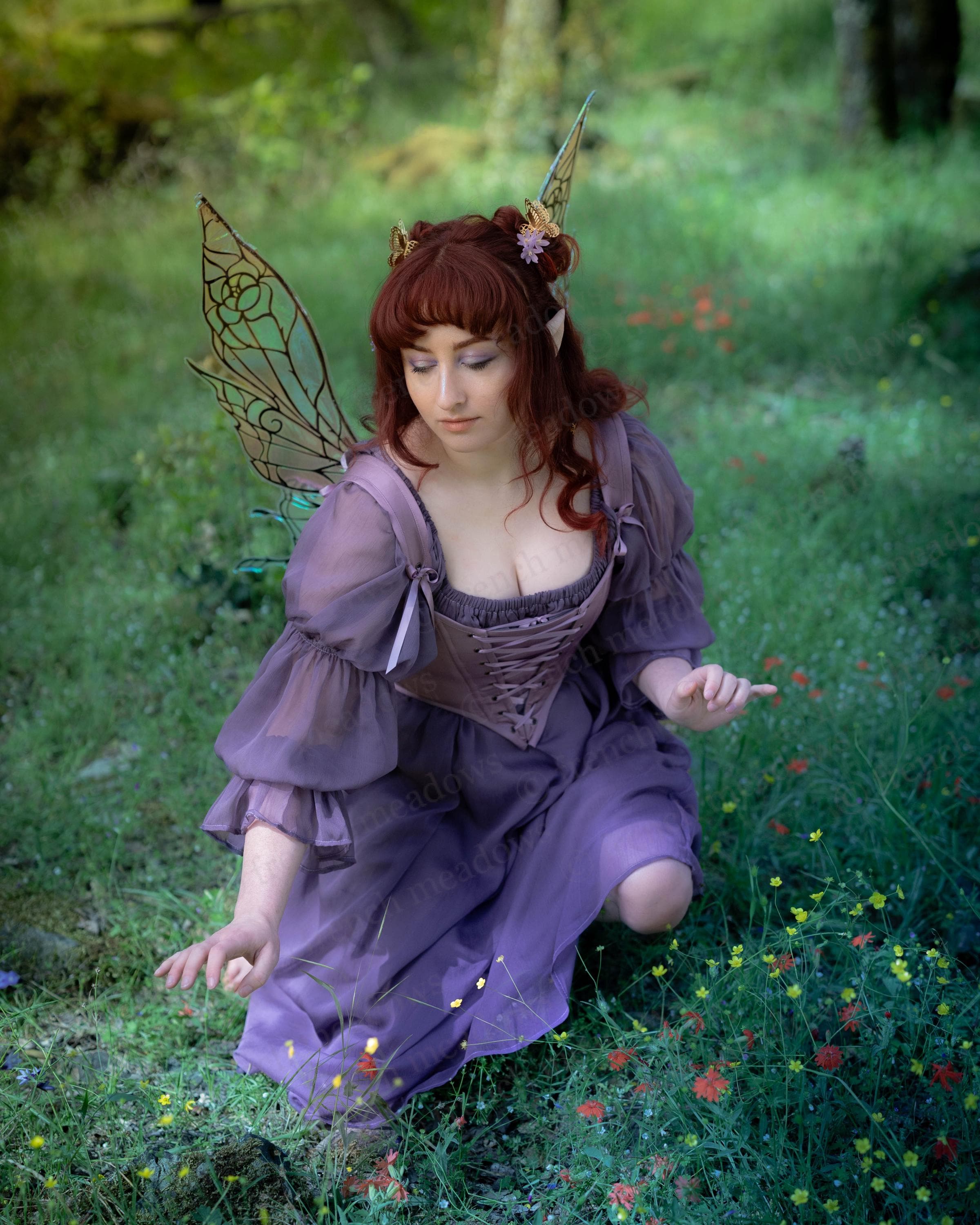 Dark Purple Chiffon Renaissance Dress | Dusk Lavender Sheer Dress Fairy Dress Wedding Chemise Ethereal Whimsical Gown Plus Size See-Thru