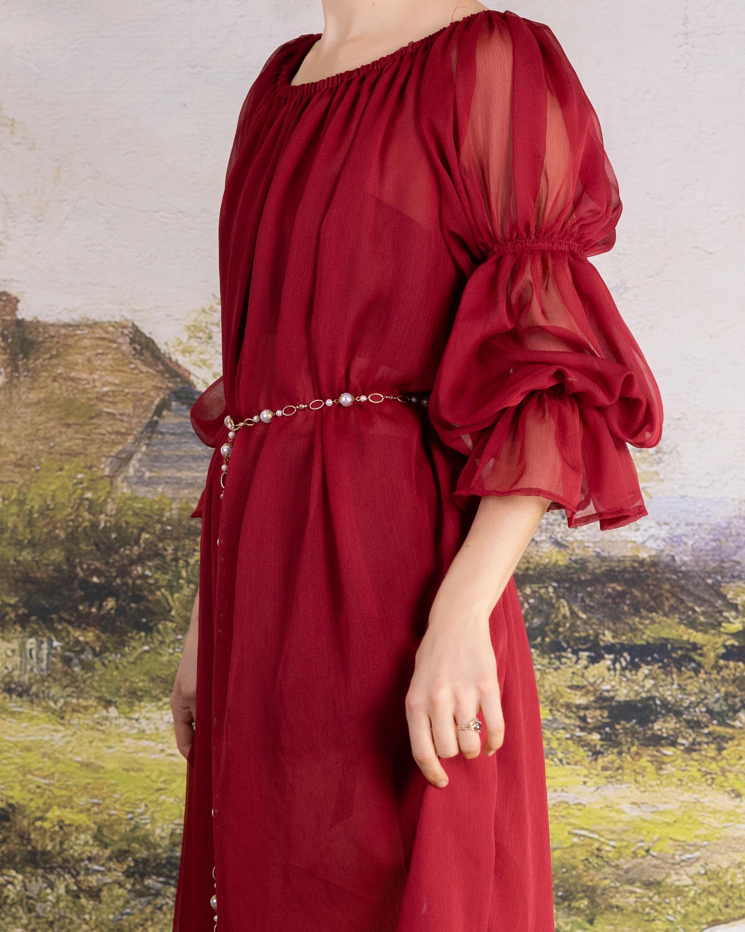 red chemise dress Mischa Boudair Hi-Lo Silk Chemise Night Gown