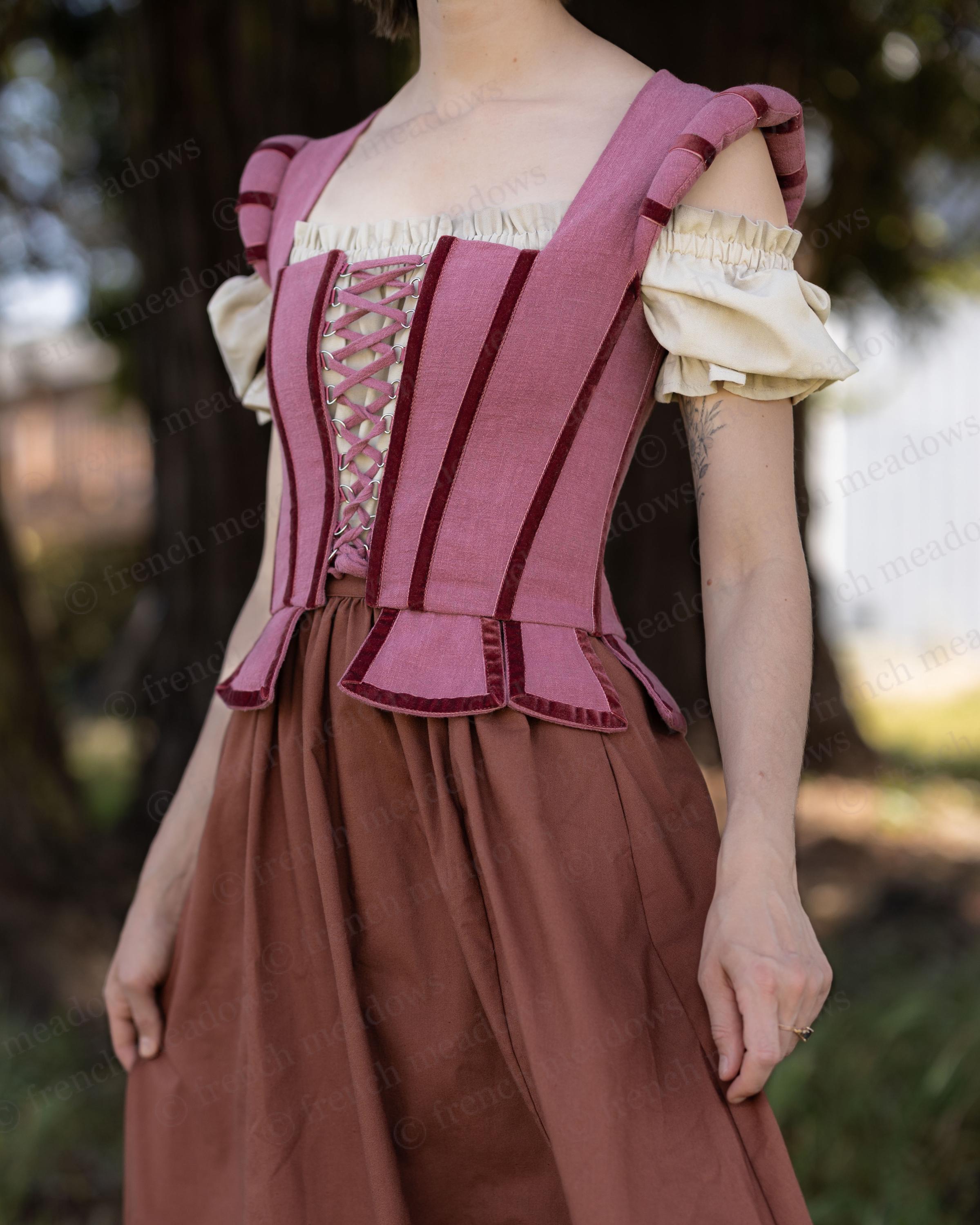 Stained Blackberry Tavern Bodice | Pink Mauve Cotton Corset Cosplay Womens Renaissance Faire LARP Costume Lace Up Doublet Plus Size Pirate