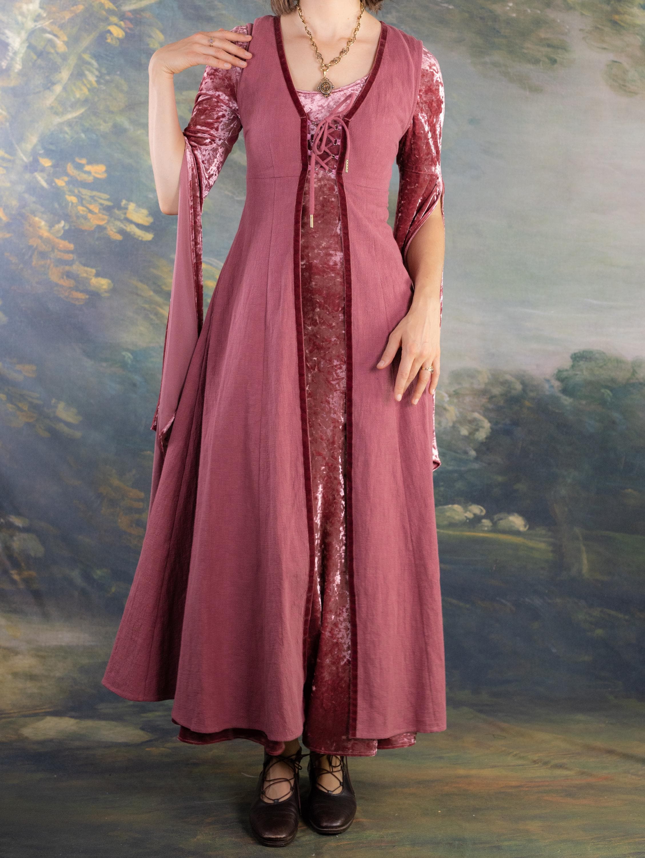 Blackberry Velvet Bell Sleeve Chemise | Pink Renaissance Faire