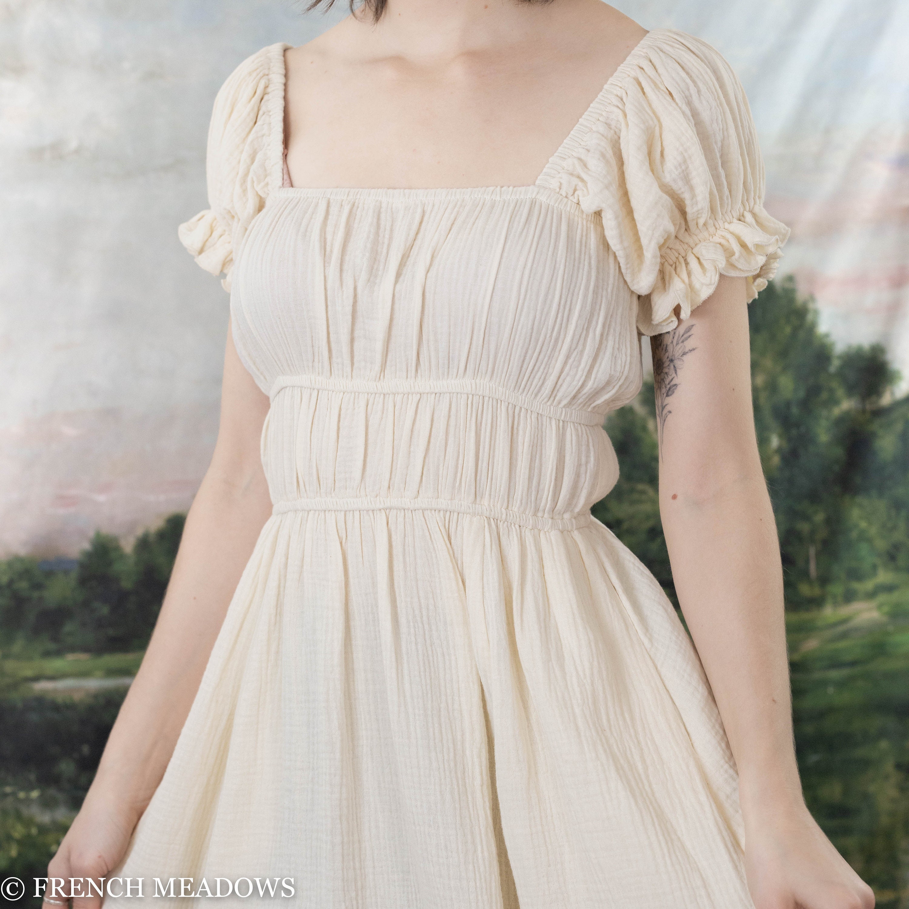 white christmas dresses Floral Green Cotton Milkmaid Dress