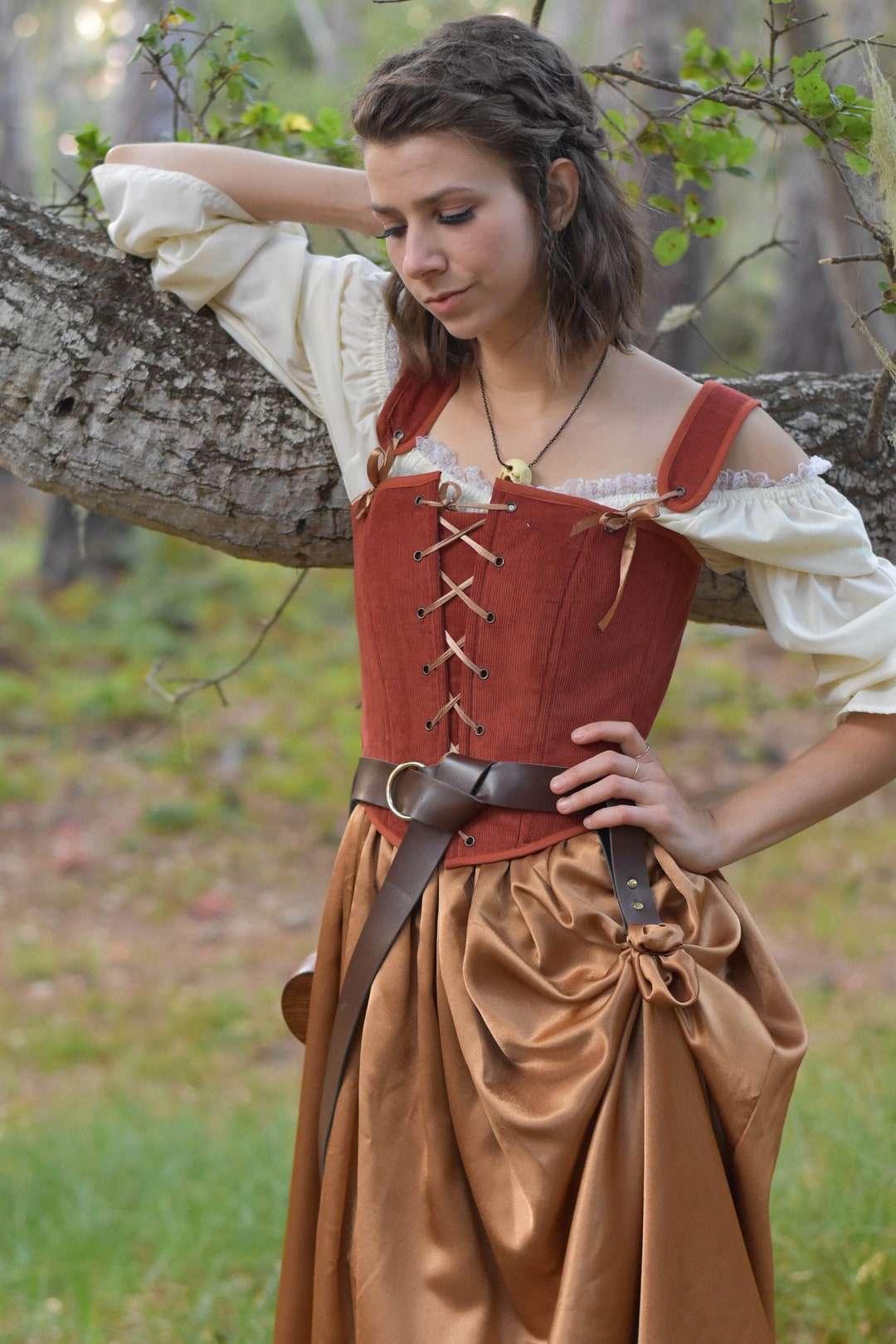 Renaissance Corset Peasant Bodice in Burnt Orange Corduroy - Etsy