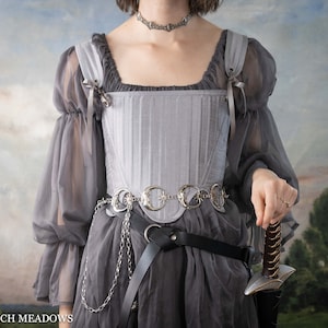 Grey Chiffon Renaissance Chemise Dress | Dark Fairy Lady Knight Witch Elf Renaissance Fae Wedding Sheer Pirate Top See-Thru Ethereal Silky