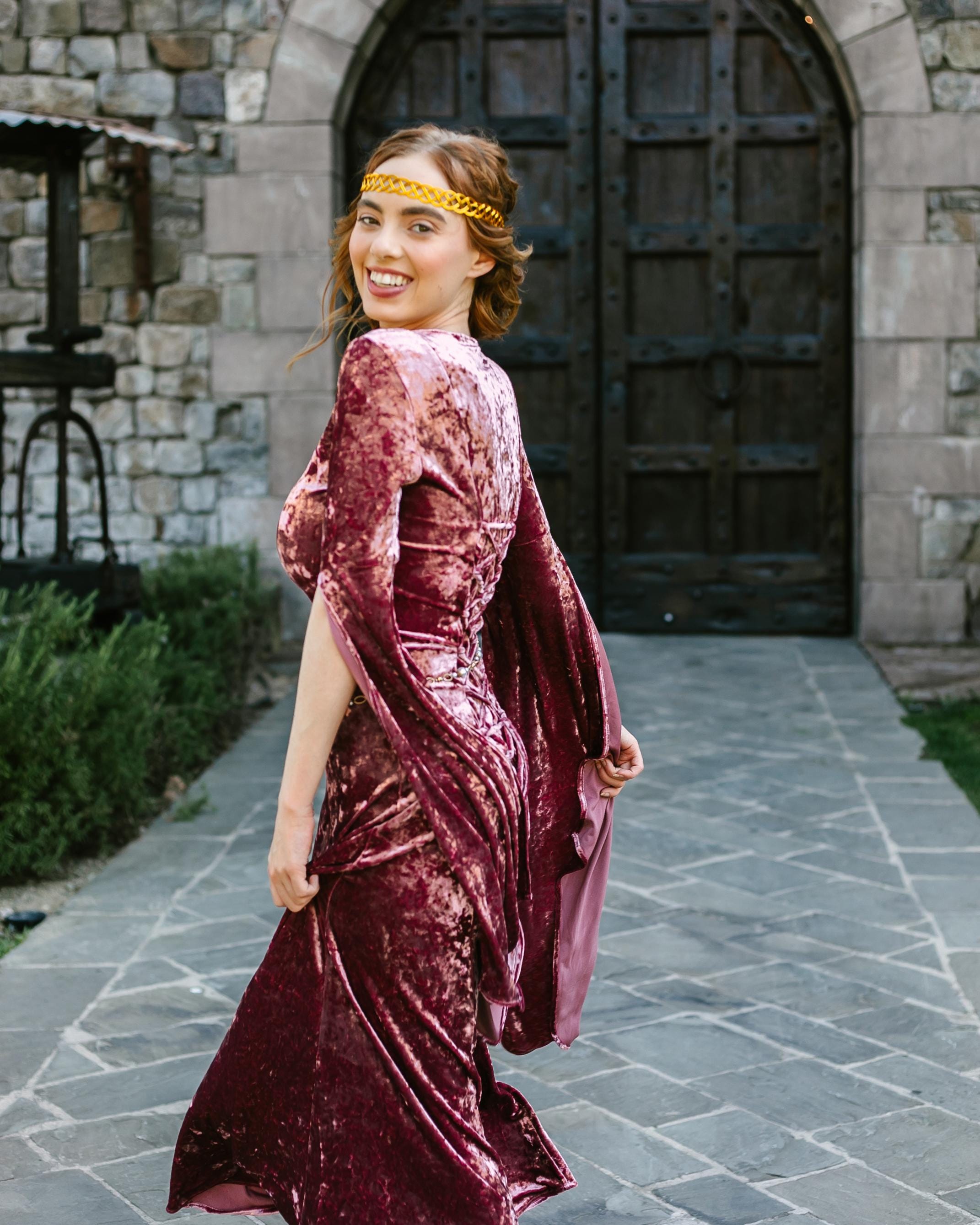 Blackberry Velvet Bell Sleeve Chemise | Pink Renaissance Faire
