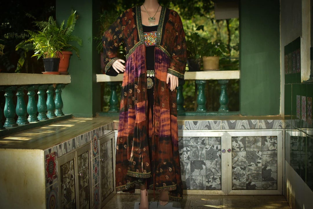 Upcycled Old Robe Vintage Sequin Kimono Duster • Upcycled Sari Fabric Robe - Etsy
