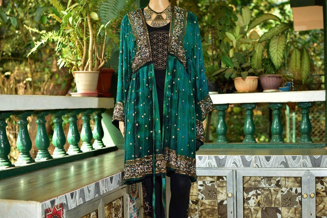 Boho Sequinned Wrap Dress Cover up Jacket Festival Outfit Etsy