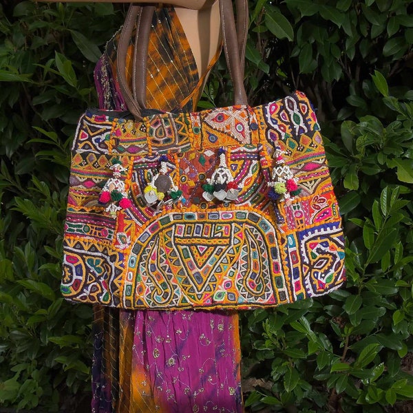 Bohemian Banjara Kutch Handbag • Boho Tote • Hippie Bag  • Hand Embroidered Bag  • Patchwork bag  • Festival Bag  • Banjara Patchwork Bag
