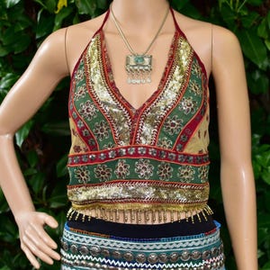 Boho Embellished Top • Hippy Cropped Top
