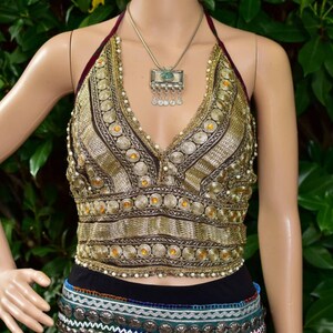 Top van chiffon boho Goddess • Haltertop met boho-lovertjes • Topje van hippiefestival