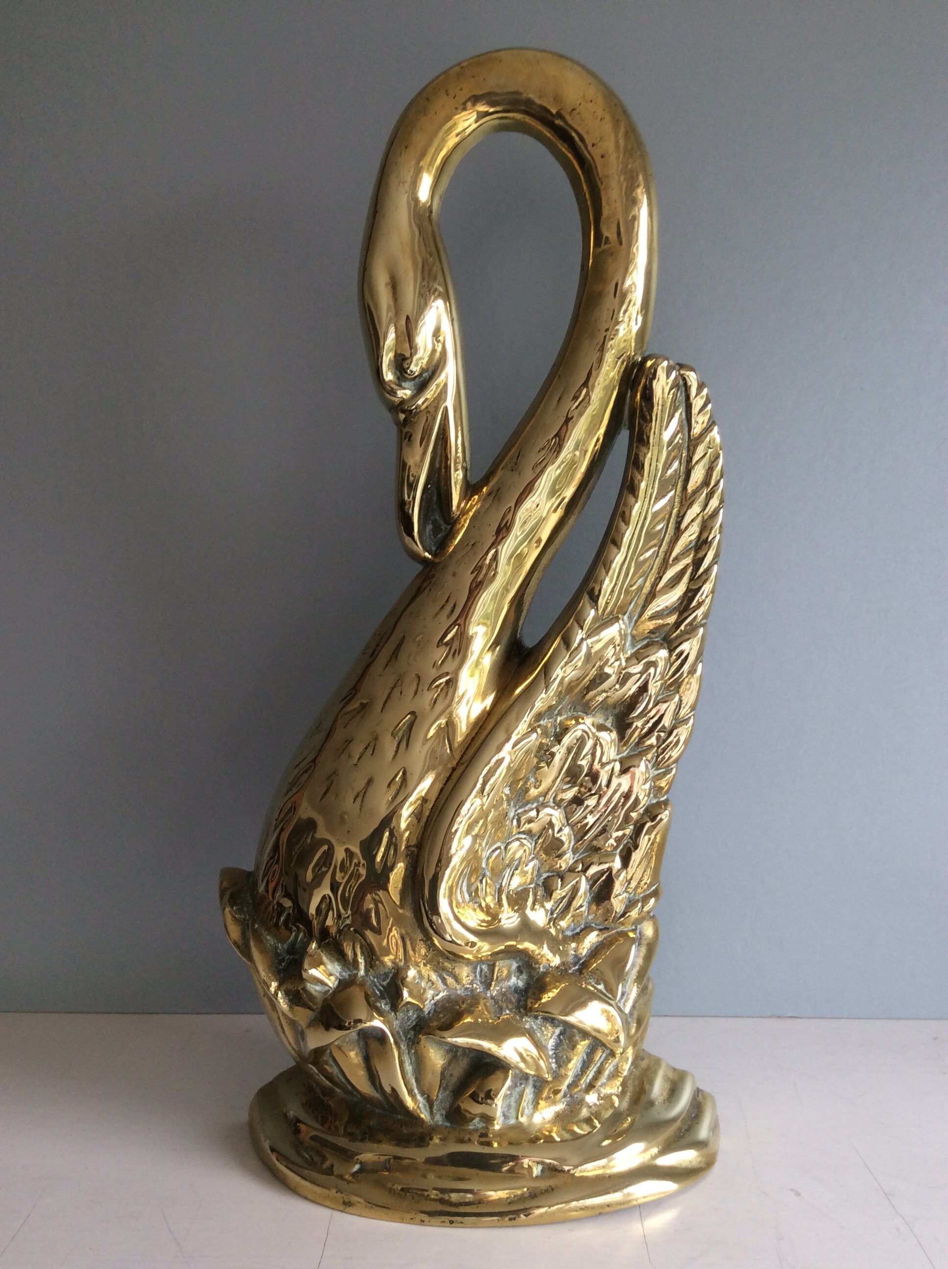 Antique Victorian Brass Swan Door Stop