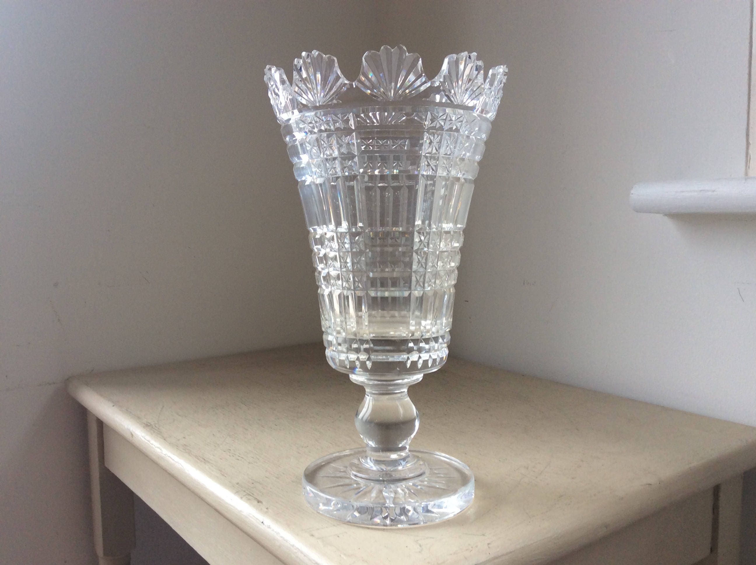 Large Victorian Cut Glass Celery Vase
