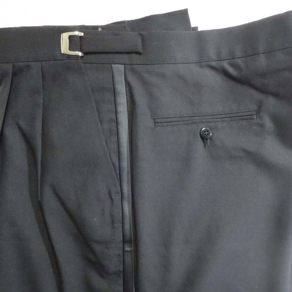 Classic Black Tuxedo Pants 30 31 32 Adjustable Waist Regular Rise Tux Trouser Costume Discount