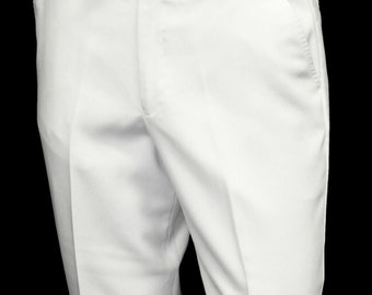 White Formal Flat Front Dress Pant Adjustable Waist Tuxedo Trouser Choose Your Size