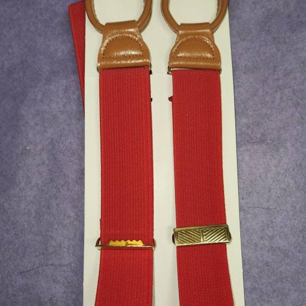 Men's Red Button Susupender Braces Fit All- Extra Length