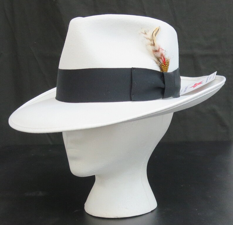 white fedora hat with red band