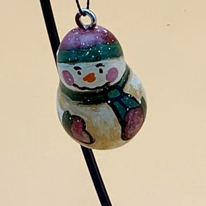 Hand-Painted Snowman Mini Ornament Gourd Art