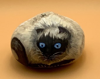 Handpainted Siamese Cat Gourd Art