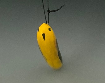 Hand Painted Yellow Tanager Gourd Art Ornament