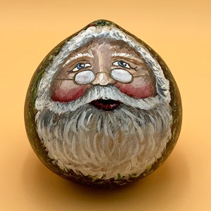 Hand Painted Santa Gourd Art
