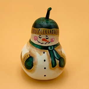 Hand Painted Snowman Gourd Art