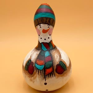Hand Painted Snowman Gourd Art