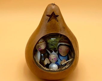 Basic Set Hand Painted Gourd Nativity Scene