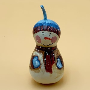 Hand Painted Snowman Gourd Art