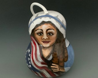 Hand Painted Betsy Ross Patriotic Gourd Art