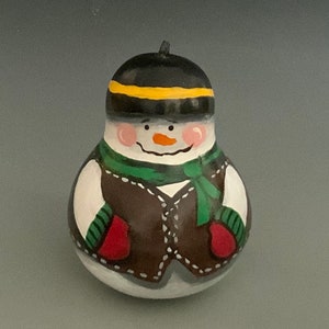 Hand Painted Snowman Gourd Art