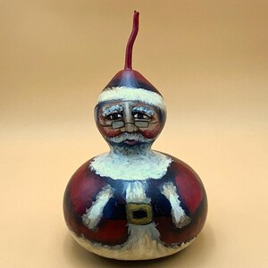 Hand-painted Santa Gourd Art