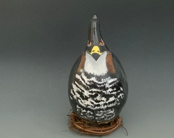 Hand-Painted Hawk Eagle Gourd Art