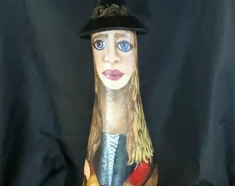 Hand Painted Gourd Art Witch