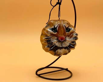 Hand Painted Black and Gold Tiger Gourd Ornament