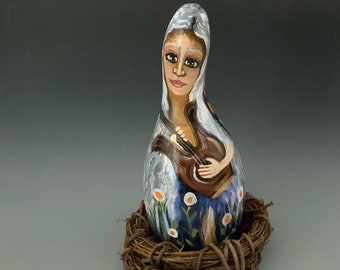 Hand Painted Music Fairy Gourd Art