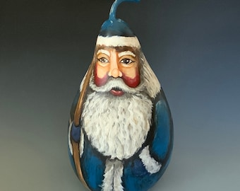 Hand Painted Old World Santa Claus Gourd Art