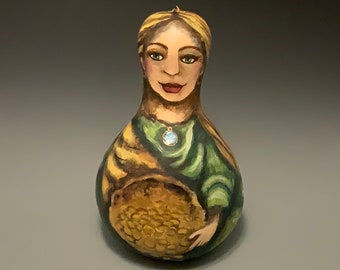 Hand Painted Gourd Art Goddess Abundantia