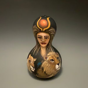 Hand Painted Gourd Art Goddess Hathor