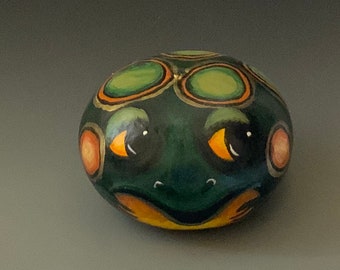 Hand Painted Frog Gourd Art