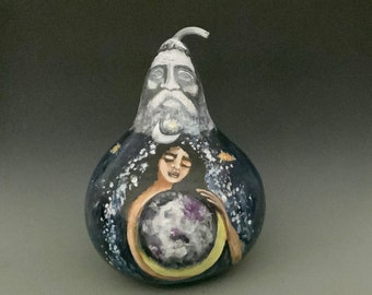 Handpainted Virgo Gourd Art