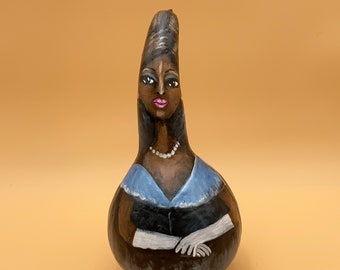 Handpainted Hollywood Doll Gourd Art