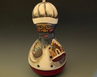 Hand Painted Chef Gourd Art