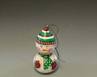 Hand Painted Snowman Ornament Gourd Art