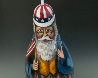 Hand Painted Uncle Sam Gourd Art