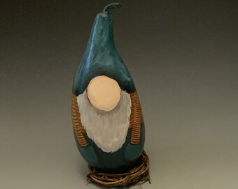Hand Painted Gnome Gourd Art