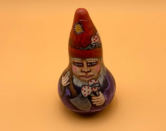 Hand Painted Gnome Gourd Art