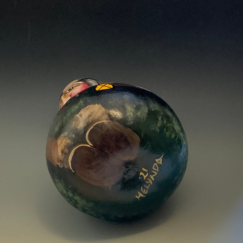 Hand Painted Santa Gourd Art image 5