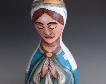 Hand Painted Mother Mary Gourd Art