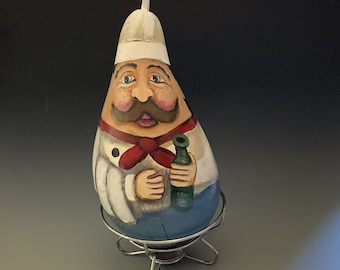 Hand Painted Chef Gourd Art